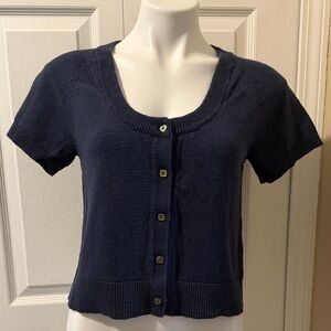 Madewell Dark Blue Short Sleeve Cotton Button Down Shirt, Size S